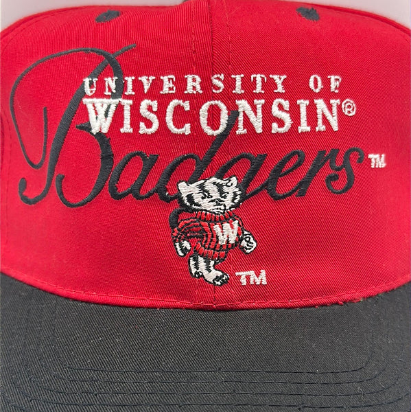 Red Twill University of Wisconsin Badgers Script Snapback