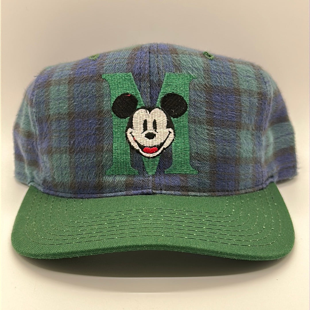 Plaid Green Blue Mickey Mouse “M” Snapback