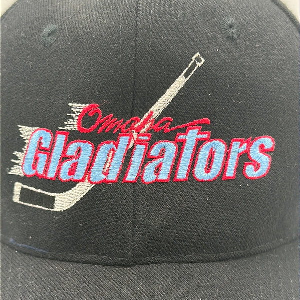 Vintage Black Wool Omaha Gladiators Hockey Snapback