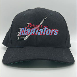 Vintage Black Wool Omaha Gladiators Hockey Snapback