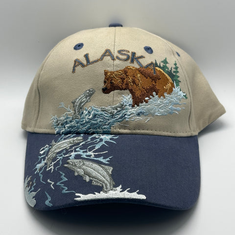Alaska Destination Wildlife Bears Salmon Fish Strapback