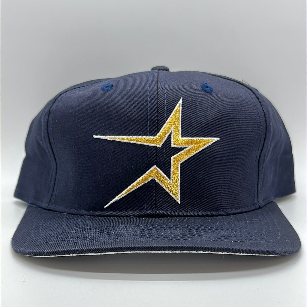 Vintage Houston Astros Hat Cap Mens Snapback Blue Gold Star 90s Astrodome  Promo